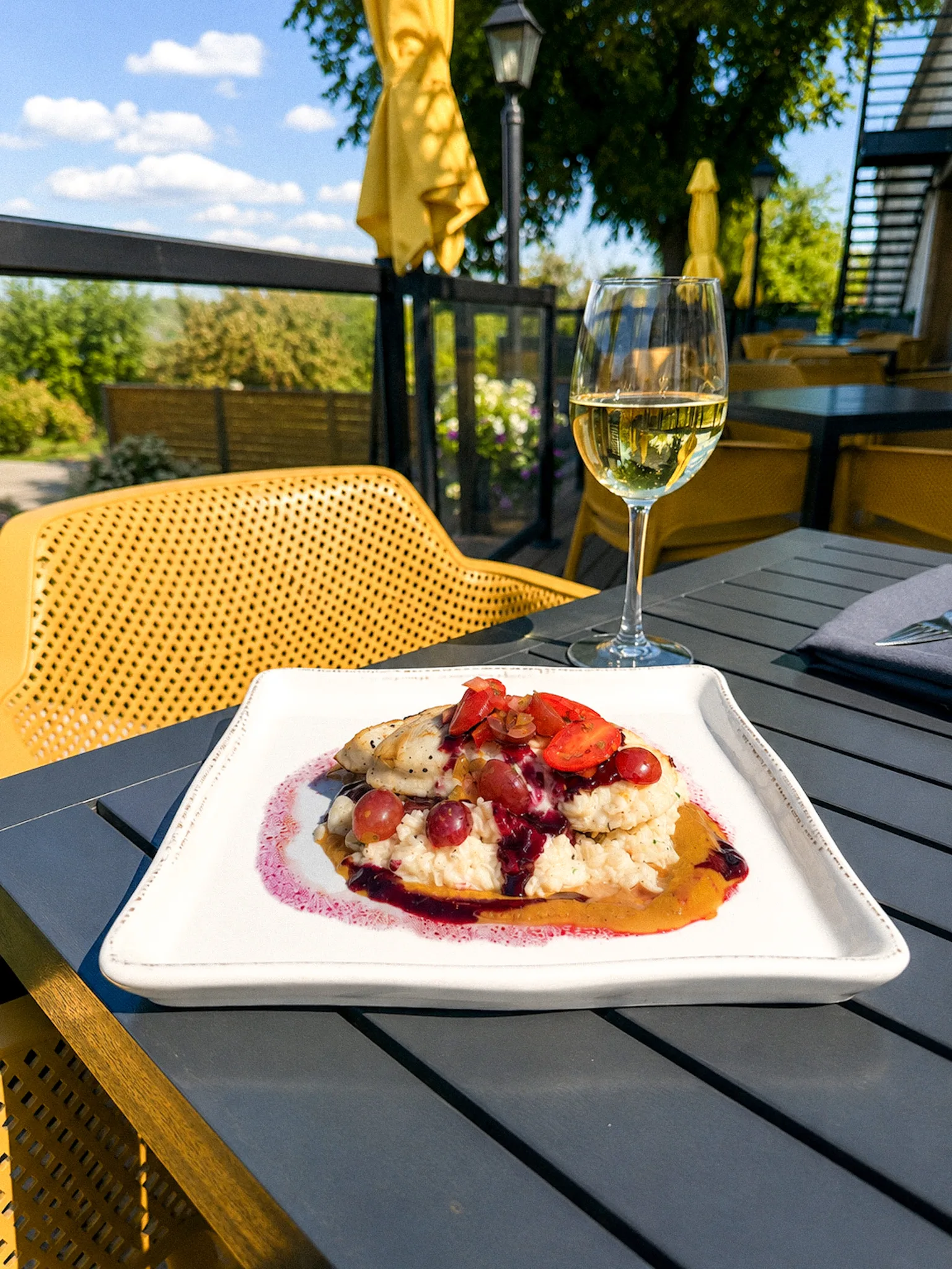 A wild blueberry dinner feature, from August 25 at Maxwell's Steak & Seafood