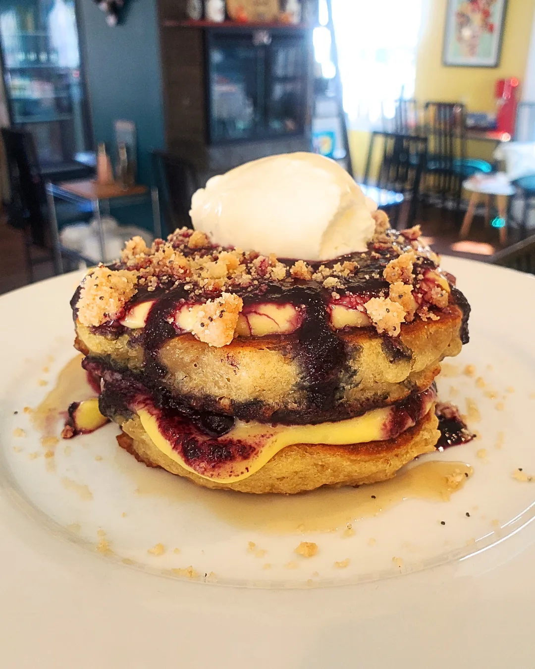 Blueberry Hill pancakes at The Feel Good