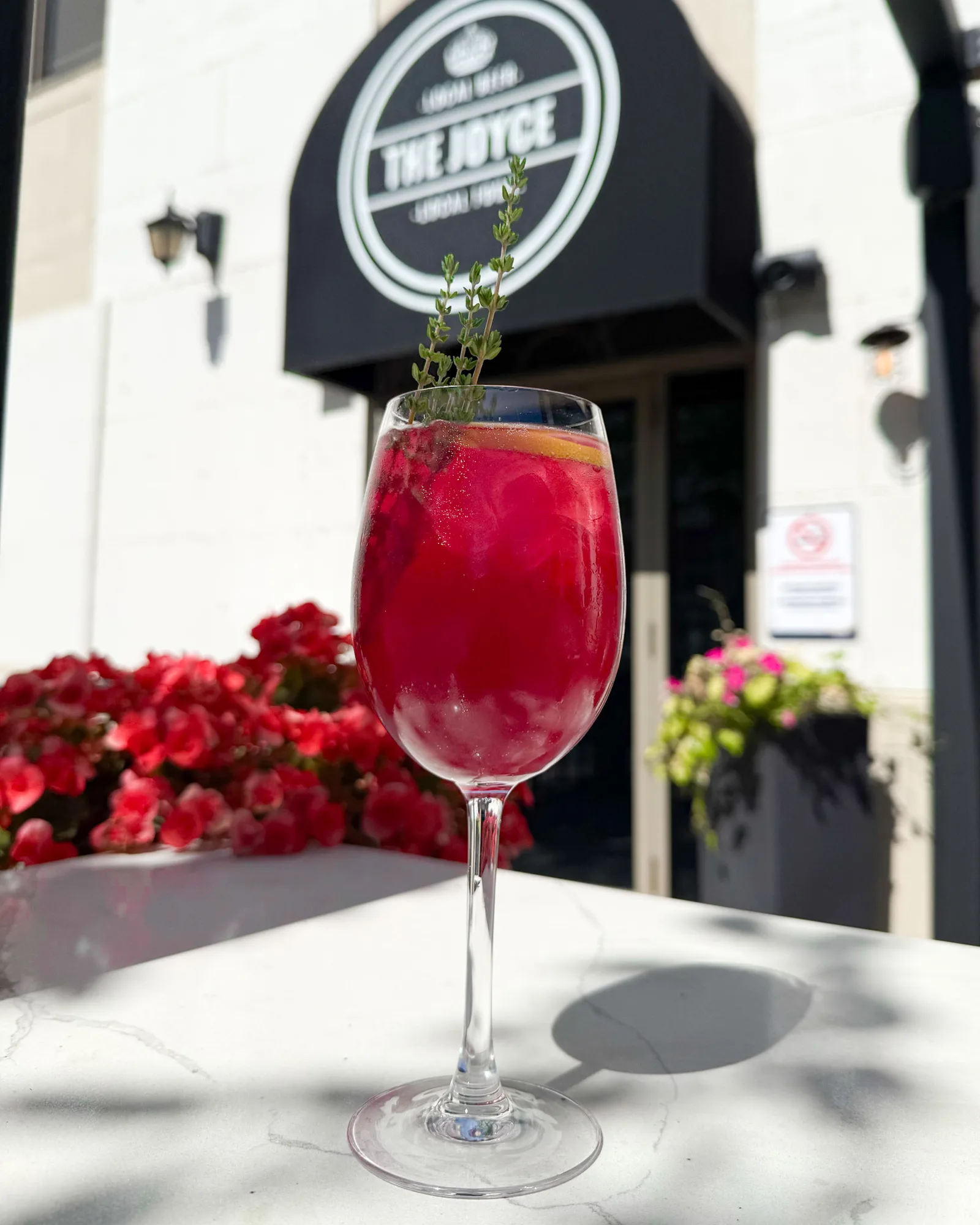 A wild blueberry cocktail, running all week at The Joyce Pub